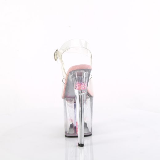 Product image of Pleaser ENCHANT-708AQUA-03 Clr/Clr-B. Pink 8 Inch Heel 3 3/4 Inch PF Ankle Strap Sandal