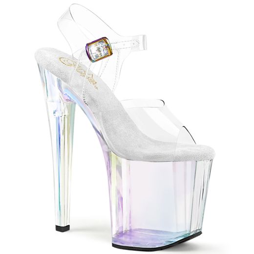 Product image of Pleaser ENCHANT-708HT Clr/Holographic Tinted 8 Inch Heel 3 3/4 Inch PF Ankle Strap Sandal