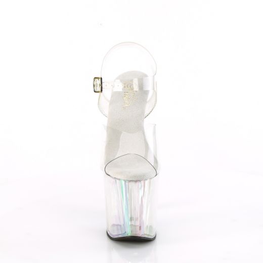 Product image of Pleaser ENCHANT-708HT Clr/Holographic Tinted 8 Inch Heel 3 3/4 Inch PF Ankle Strap Sandal
