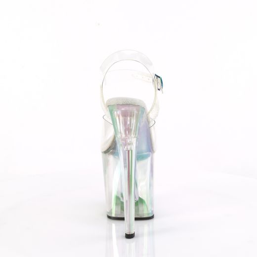Product image of Pleaser ENCHANT-708HT Clr/Holographic Tinted 8 Inch Heel 3 3/4 Inch PF Ankle Strap Sandal