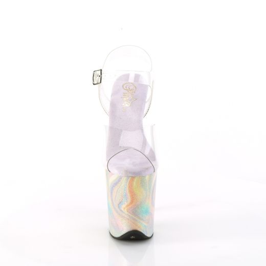 Product image of Pleaser FLAMINGO-808CRF Clr/Lavender Multi Glitters 8 Inch Heel 4 Inch PF Ankle Strap Sandal