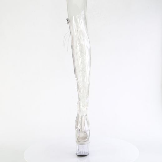 Product image of Pleaser ADORE-3019C Clr TPU/Clr 7 Inch Heel 2 3/4 Inch PF Open Toe/Over-The-Knee Boot Side Zip