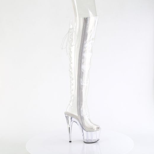 Product image of Pleaser ADORE-3019C Clr TPU/Clr 7 Inch Heel 2 3/4 Inch PF Open Toe/Over-The-Knee Boot Side Zip