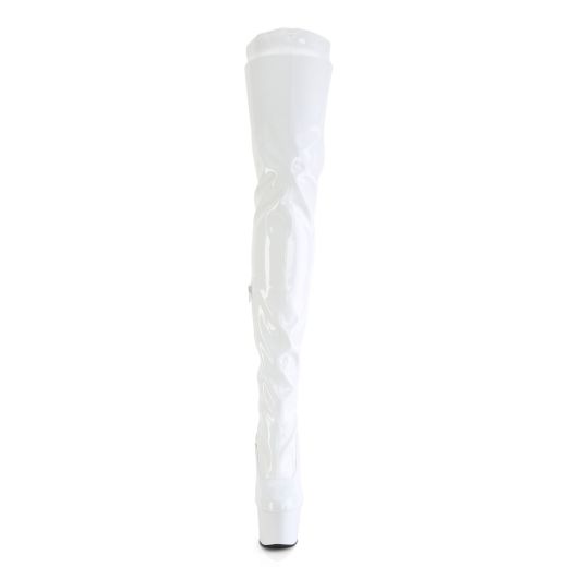 Product image of Pleaser ADORE-4000 Wht Str Pat/Wht 7 Inch Heel 2 3/4 Inch PF Stretch Crotch Boot Side Zip