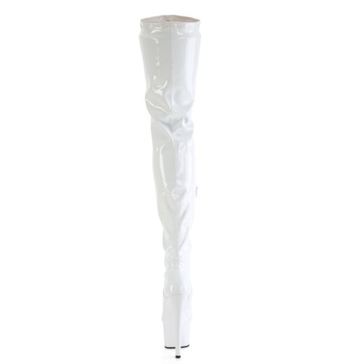 Product image of Pleaser ADORE-4000 Wht Str Pat/Wht 7 Inch Heel 2 3/4 Inch PF Stretch Crotch Boot Side Zip