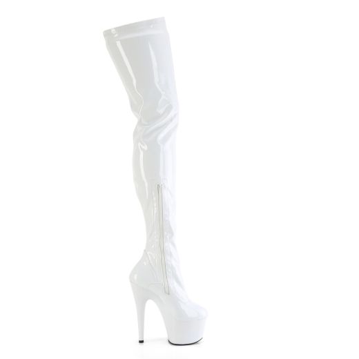 Product image of Pleaser ADORE-4000 Wht Str Pat/Wht 7 Inch Heel 2 3/4 Inch PF Stretch Crotch Boot Side Zip