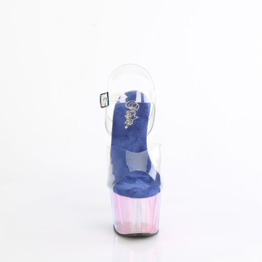 Product image of Pleaser ADORE-708HT Clr/Blue Multi Tinted 7 Inch Heel 2 3/4 Inch Tinted PF Ankle Strap Sandal