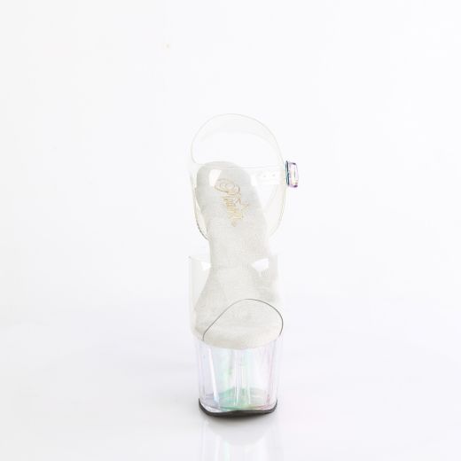 Product image of Pleaser ADORE-708HT Clr/Holo Tinted 7 Inch Heel 2 3/4 Inch Tinted PF Ankle Strap Sandal