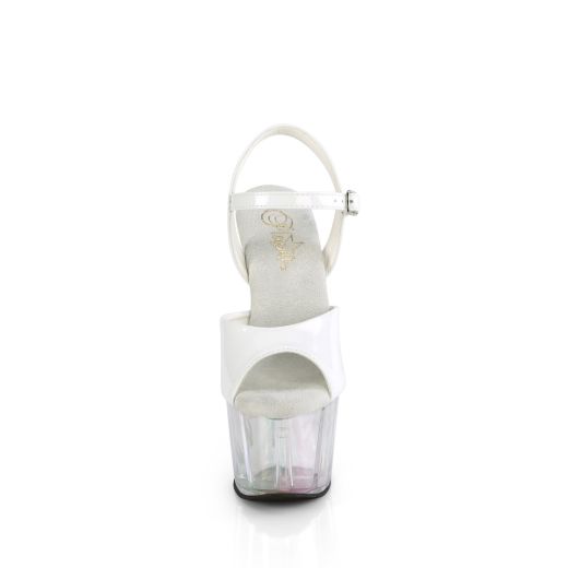 Product image of Pleaser ADORE-709HT Wht Holo/Holo Tinted 7 Inch Heel 2 3/4 Inch Tinted PF Ankle Strap Sandal