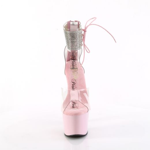Product image of Pleaser ADORE-724RS Clr/B. Pink 7 Inch Heel 2 3/4 Inch PF RS Ankle Cuff Sandal Back Zip