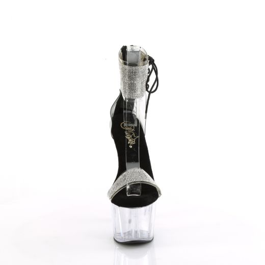 Product image of Pleaser ADORE-727RS Clr-Blk/Clr 7 Inch Heel 2 3/4 Inch PF Ankle Cuff Sandal w/RS Back Zip