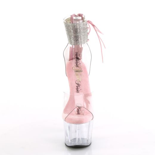 Product image of Pleaser ADORE-724RS Clr-B. Pink/Clr 7 Inch Heel 2 3/4 Inch PF RS Ankle Cuff Sandal Back Zip