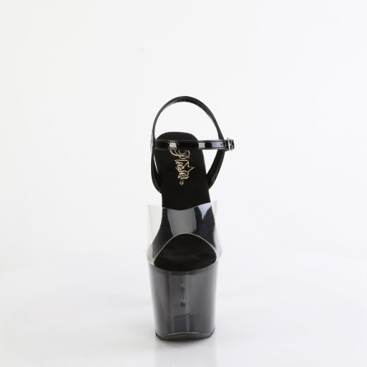 Product image of Pleaser BLISS-708-1BC Clr-Blk/Blk-Clr Ombre 7 Inch Heel 2 3/4 Inch PF Ankle Strap Sandal