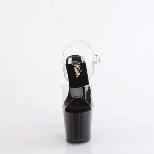 Product image of Pleaser BLISS-708 Clr/Blk-Clr 7 Inch Beaded Heel 3 1/4 Inch PF Ankle Strap Sandal