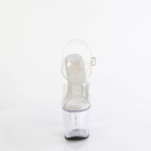 Product image of Pleaser BLISS-708 Clr/Clr 7 Inch Beaded Heel 3 1/4 Platform Ankle Strap Sandal