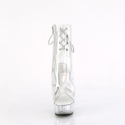 Product image of Pleaser DELIGHT-1018C Clr/Clr 6 Inch Heel 1 3/4 Inch PF Open Toe/Heel Ankle Boot Side Zip
