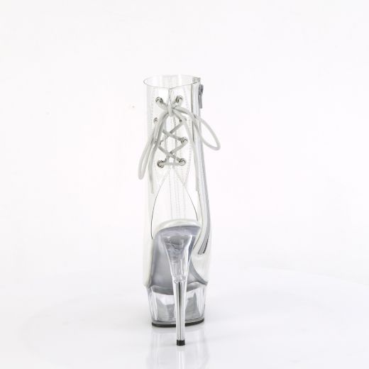 Product image of Pleaser DELIGHT-1018C Clr/Clr 6 Inch Heel 1 3/4 Inch PF Open Toe/Heel Ankle Boot Side Zip