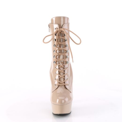 Product image of Pleaser DELIGHT-1020 NudePat/Nude 6 Inch Heel 1 3/4 Inch PF Lace-Up Front Ankle Boot Side Zip