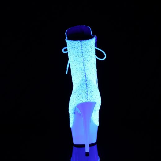 Product image of Pleaser DELIGHT-1020LG Neon Wht Multi Glitter/Neon Wht 6 Inch Heel 1 3/4 Inch PF UV Lace-Up Front Ankle Boot Side Zip