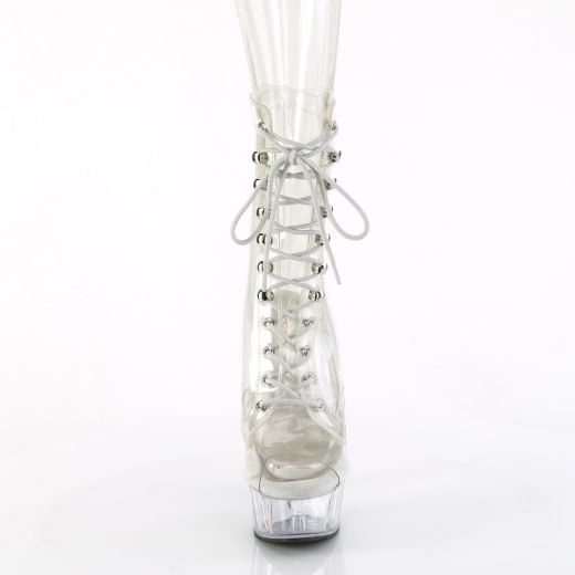 Product image of Pleaser DELIGHT-1021C Clr/Clr 6 Inch Heel 1 3/4 Inch PF Clear Peep Toe Lace-Up Ankle Boot