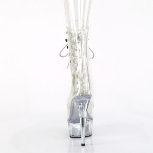 Product image of Pleaser DELIGHT-1021C Clr/Clr 6 Inch Heel 1 3/4 Inch PF Clear Peep Toe Lace-Up Ankle Boot
