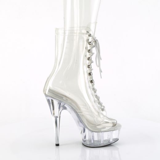 Product image of Pleaser DELIGHT-1021C Clr/Clr 6 Inch Heel 1 3/4 Inch PF Clear Peep Toe Lace-Up Ankle Boot