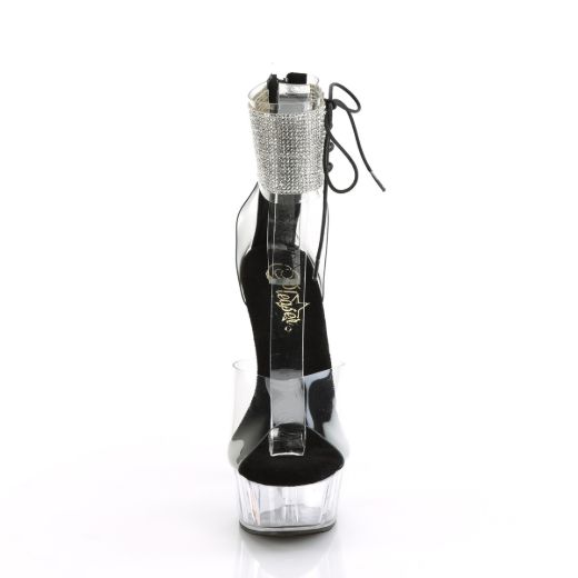 Product image of Pleaser DELIGHT-624RS Clr-Blk/Clr 6 Inch Heel 1 3/4 Inch PF RS Ankle Cuff Sandal Back Zip
