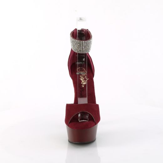 Product image of Pleaser DELIGHT-625 Burgundy Faux Suede/Burgundy Matte 6 Inch Heel 1 3/4 Inch PF Close Back Sandal w/RS Back Zip