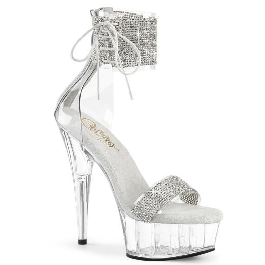 Product image of Pleaser DELIGHT-627RS Clr-Slv/Clr 6 Inch Heel 1 3/4 Inch PF Ankle Cuff Sandal w/RS Back Zip