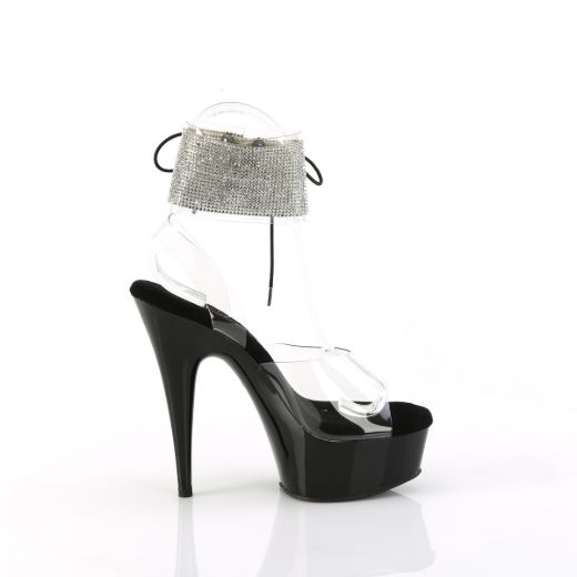 Product image of Pleaser DELIGHT-691-2RS Clr/Blk 6 Inch Heel 1 3/4 Inch PF Ankle Cuff Sandal w/RS