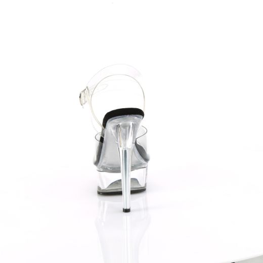 Product image of Pleaser EXCITE-608 Clr-Blk/Clr 6 Inch Heel 1 3/4 Inch PF Comfort Width Ankle Strap Sandal