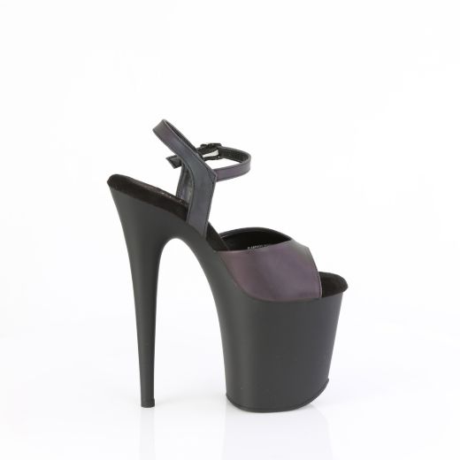 Product image of Pleaser FLAMINGO-809REFL Green Multi Reflective/Blk Matte 8 Inch Heel 4 Inch PF UV Upper Ankle Strap Sandal