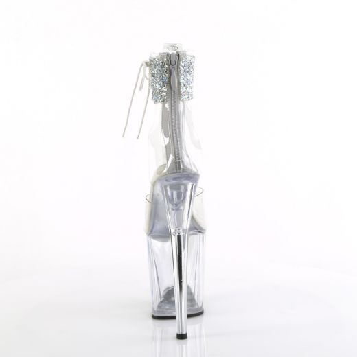 Product image of Pleaser FLAMINGO-824RS-02 Clr-Slv AB RS/Clr 8 Inch Heel 4 Inch PF Ankle Cuff Sandal w/RS Back Zip