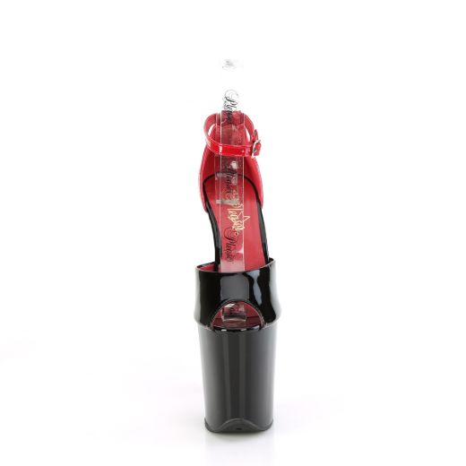 Product image of Pleaser FLAMINGO-868 Blk-Red Pat/Blk Red 8 Inch Heel 4 Inch PF Close Back Ankle Strap Sandal