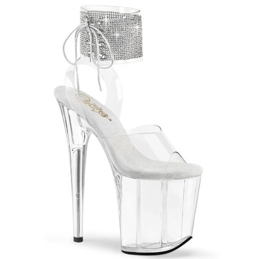 Product image of Pleaser FLAMINGO-891-2RS Clr/Clr 8 Inch Heel 4 Inch PF Rhinestoned Ankle Cuff Sandal