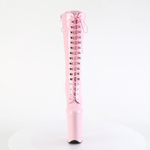Product image of Pleaser INFINITY-2020 B. Pink Pat/B. Pink 9 Inch Heel 5 1/4 Inch PF Lace Up Knee High Boot Side Zip