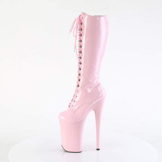 Product image of Pleaser INFINITY-2020 B. Pink Pat/B. Pink 9 Inch Heel 5 1/4 Inch PF Lace Up Knee High Boot Side Zip