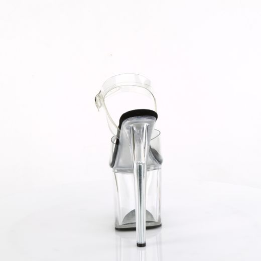 Product image of Pleaser NAUGHTY-808 Clr-Blk/Clr 8 Inch Heel 4 Inch PF Comfort Width Ankle Strap Sandal