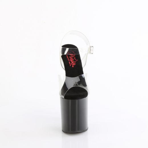 Product image of Pleaser NAUGHTY-808 Clr/Blk 8 Inch Heel 4 Inch PF Comfort Width Ankle Strap Sandal