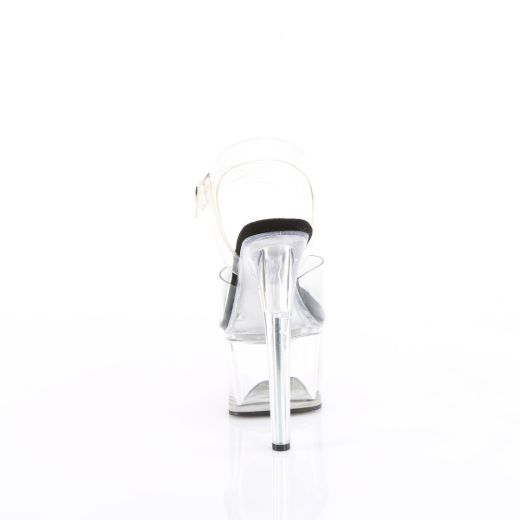 Product image of Pleaser PASSION-708 Clr-Blk/Clr 7 Inch Heel 2 3/4 Inch PF Comfort Width Ankle Strap Sandal