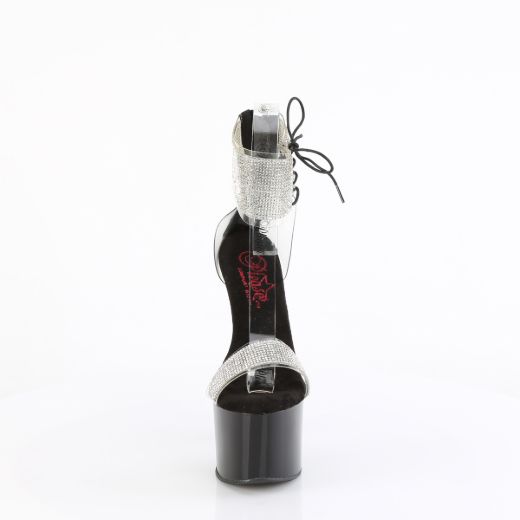 Product image of Pleaser PASSION-727RS Clr-Blk/Blk 7 Inch Heel 2 3/4 Inch PF RS Embellished Ankle Cuff Sandal Back Zi
