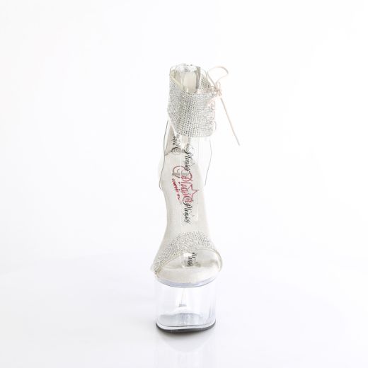 Product image of Pleaser PASSION-727RS Clr-Slv/Clr 7 Inch Heel 2 3/4 Inch PF RS Embellished Ankle Cuff Sandal Back Zi