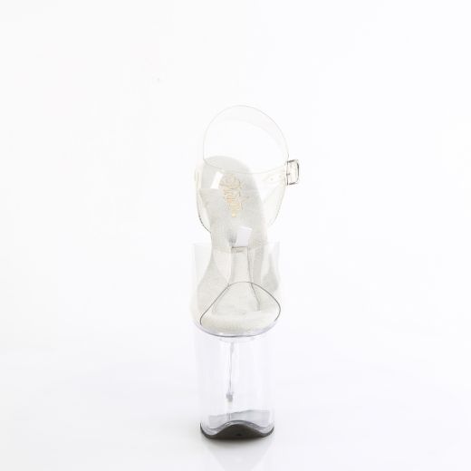 Product image of Pleaser TREASURE-808FLA Clr/Clr 8 Inch Heel 4 Inch PF Ankle Strap Sandal w/Accessible Compartment