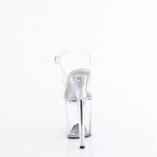 Product image of Pleaser TREASURE-808FLA Clr/Clr 8 Inch Heel 4 Inch PF Ankle Strap Sandal w/Accessible Compartment