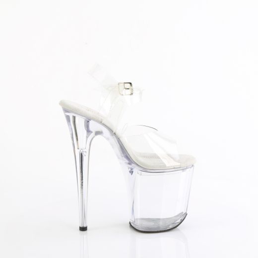 Product image of Pleaser TREASURE-808FLA Clr/Clr 8 Inch Heel 4 Inch PF Ankle Strap Sandal w/Accessible Compartment