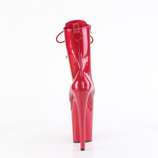 Product image of Pleaser FLAMINGO-1040GP Fuchsia Glitter Pat/M 8 Inch Heel 4 Inch PF Lace Up Front Ankle Boot Side Zip