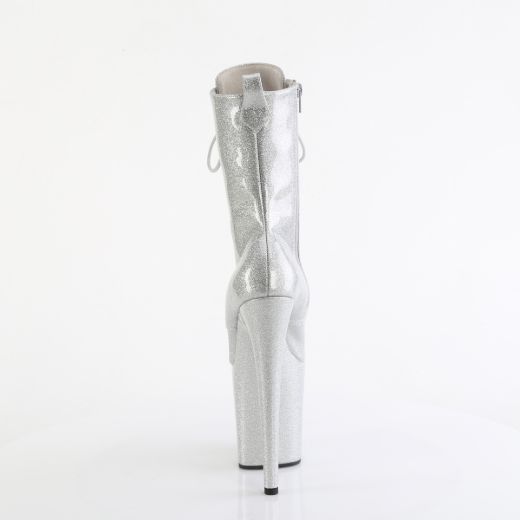 Product image of Pleaser FLAMINGO-1040GP Slv Glitter Pat/M 8 Inch Heel 4 Inch PF Lace Up Front Ankle Boot Side Zip