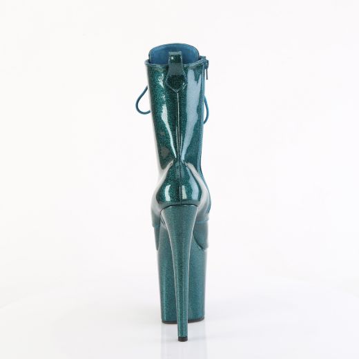Product image of Pleaser FLAMINGO-1040GP Teal Glitter Pat/M 8 Inch Heel 4 Inch PF Lace Up Front Ankle Boot Side Zip