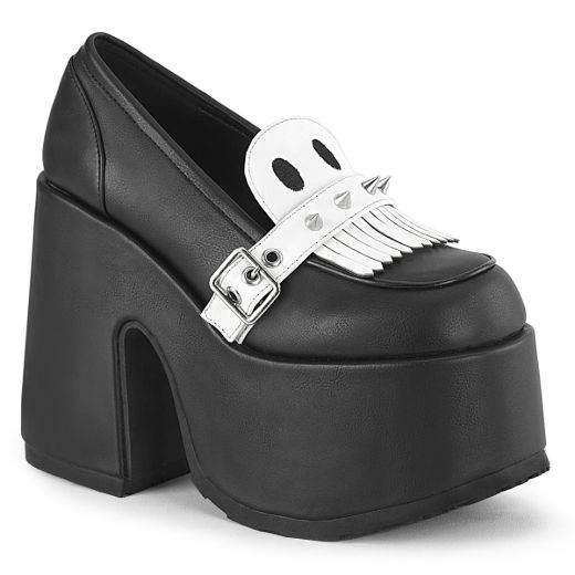 Product image of Demonia CAMEL-58 Blk Vegan Leather 5 Inch Chunky Heel 3 Inch Platform Oxford Shoe
