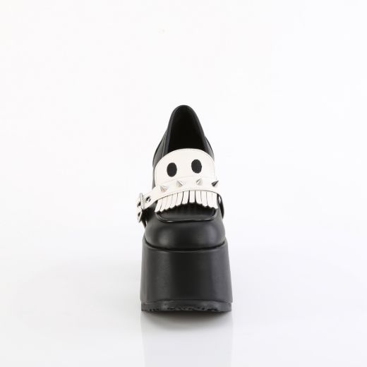 Product image of Demonia CAMEL-58 Blk Vegan Leather 5 Inch Chunky Heel 3 Inch Platform Oxford Shoe